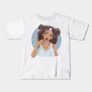 Moon Girl Portrait Illustration Kids T-Shirt